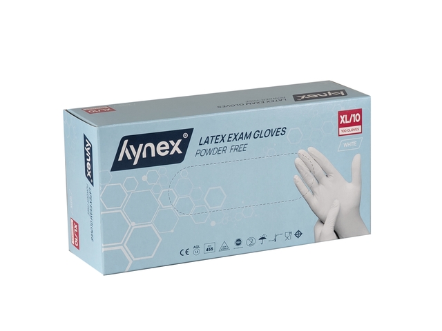 Handschoen Hynex latex XL wit 5gr 100 stuks afbeelding