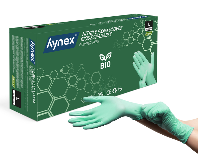 Handschoen Hynex nitril Bio L groen 3.5gr 100 stuks afbeelding