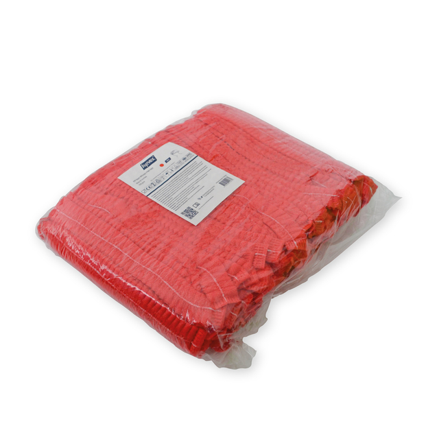 Haarnet Hynex clip non-woven rood pp 100 stuks