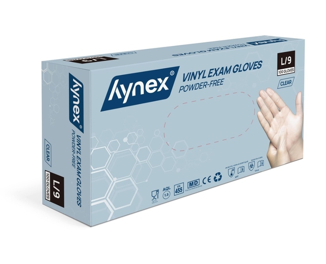Handschoen Hynex vinyl L transparant 4.5gr 100 stuks afbeelding