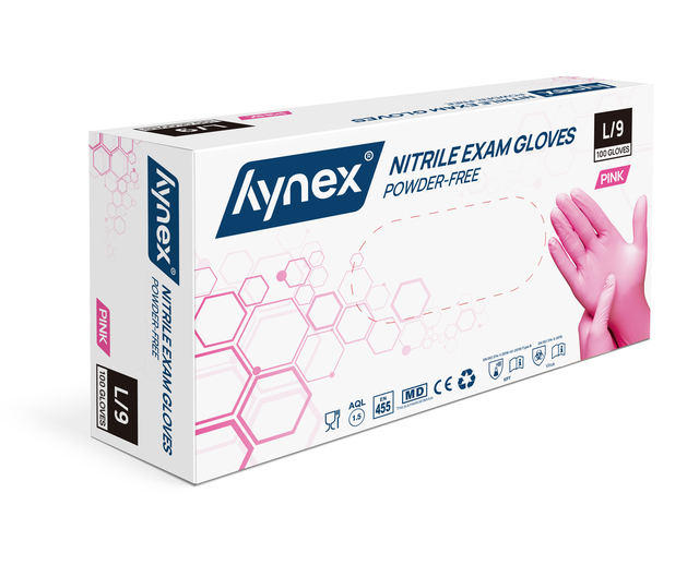 Handschoen Hynex nitril L roze 3.5gr 100 stuks afbeelding