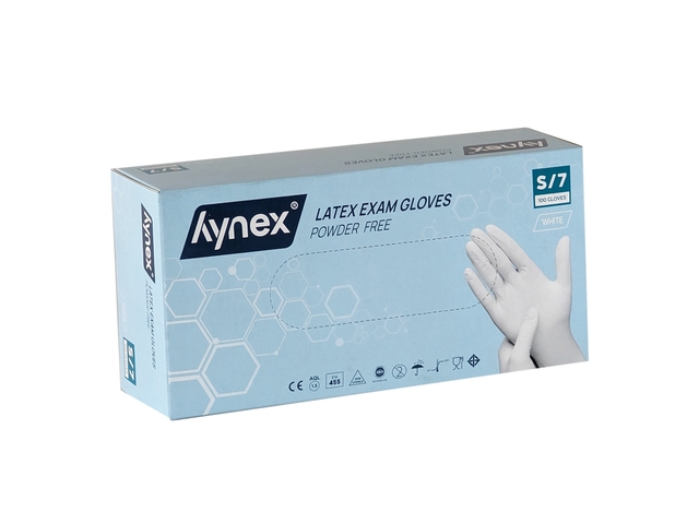 Handschoen Hynex latex S wit 5gr 100 stuks afbeelding