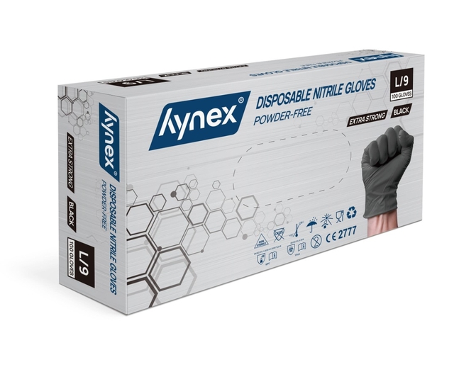 Handschoen Hynex nitril L zwart 5gr extra sterk 100 stuks afbeelding