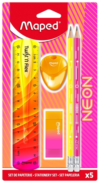 Tekenset Maped neon assorti 5-delig