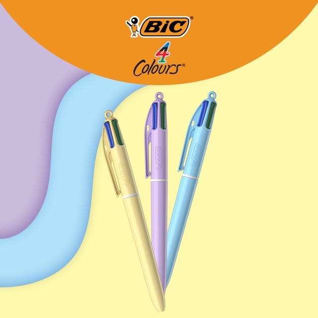 4-Kleuren balpen Bic pastel assorti display à 30 stuks — Foto 2 van 2