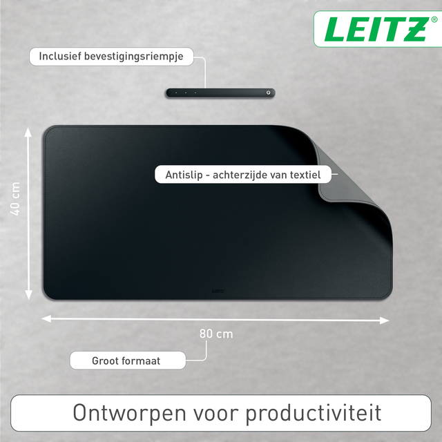 Bureau-onderlegger Leitz 80x40cm oprolbaar zwart — Foto 2 van 2