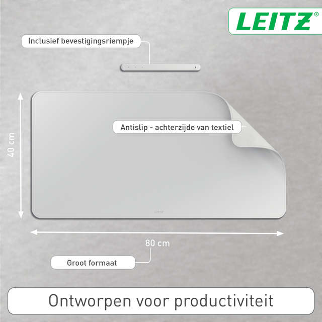 Bureau-onderlegger Leitz 80x40cm oprolbaar grijs — Foto 2 van 2