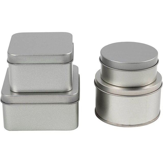 Blikjes Creativ Company cirkel en vierkant set à 4 stuks zilver — Foto 2 van 2