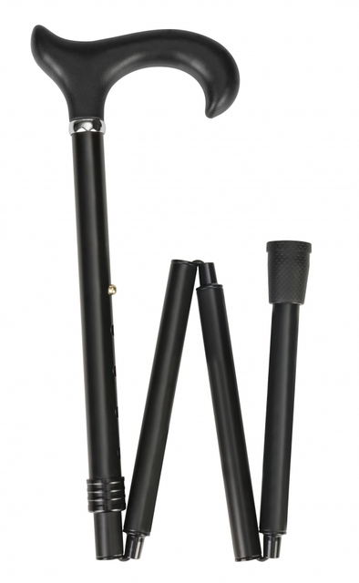 Wandelstok Able2 opvouwbaar soft derby handvat zwart