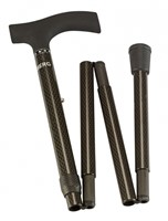 Wandelstok Able2 opvouwbaar carbon soft recht handvat zwart