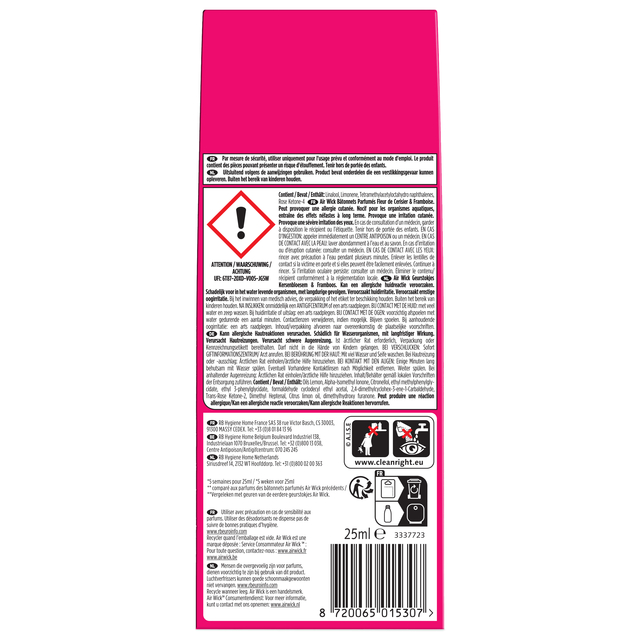 Geurstokjes AirWick Essential Oil Kersenbloesem & Frambozen 25ml — Foto 2 van 2