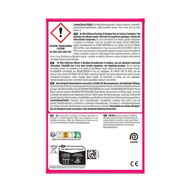 Luchtverfrisser AirWick Electrical Kersenbloesem & Framboos Starter Kit 19ml — Foto 2 van 2