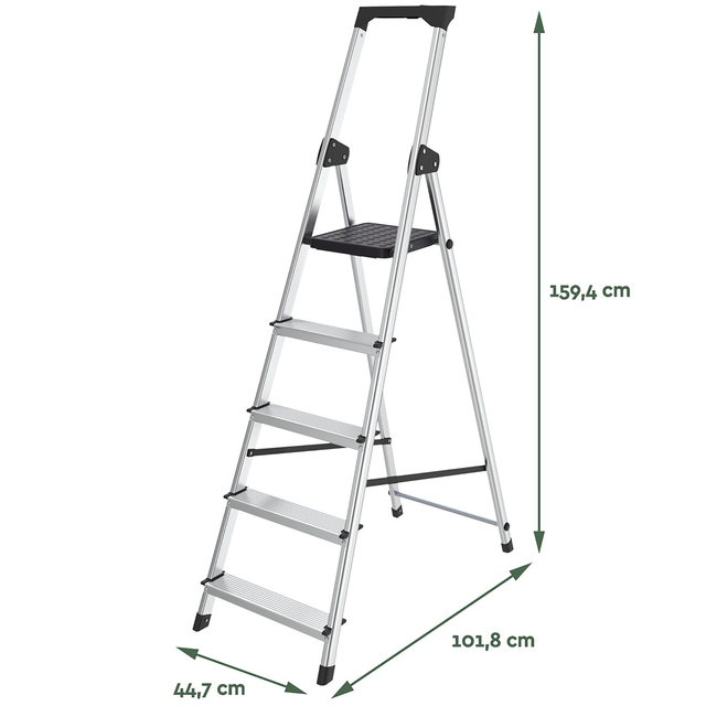 Huishoudtrap BRASQ 5 treden aluminium SLA500 zilver — Foto 2 van 2