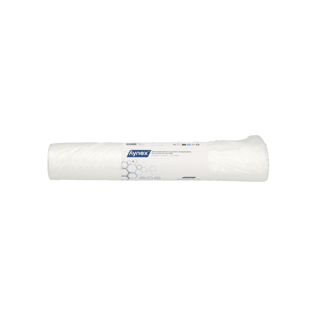 Afvalzak Hynex 50x55cm HDPE recycled T15 25L transparant rol à 50 stuks