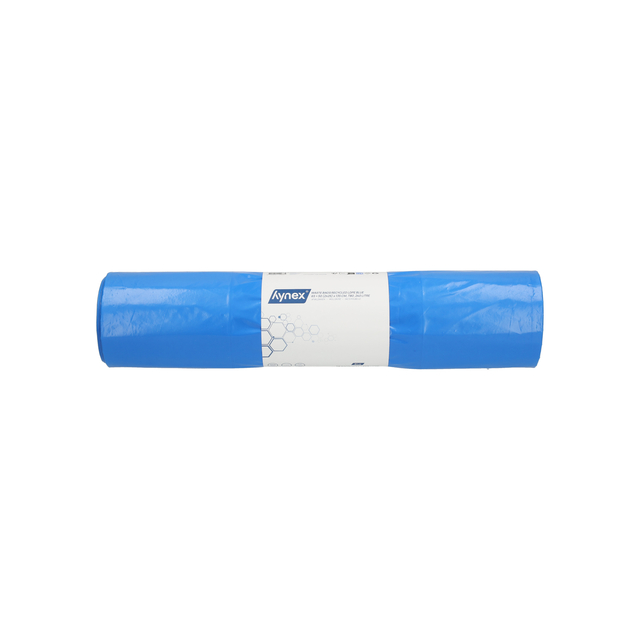 Afvalzak Hynex 65/25x135cm LDPE recycled T80 240L blauw rol à 10 stuks