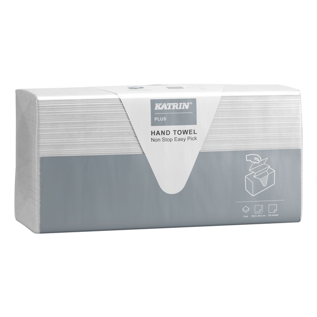 Handdoek Katrin Plus easy pick z-vouw 2-laags 203x255mm 21x135vel wit 92932 — Foto 2 van 2