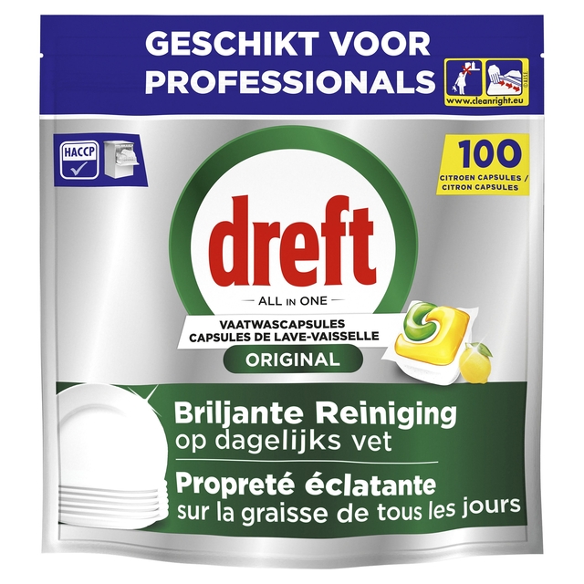 Vaatwastabletten Dreft All-in-1 professional lemon 100 stuks