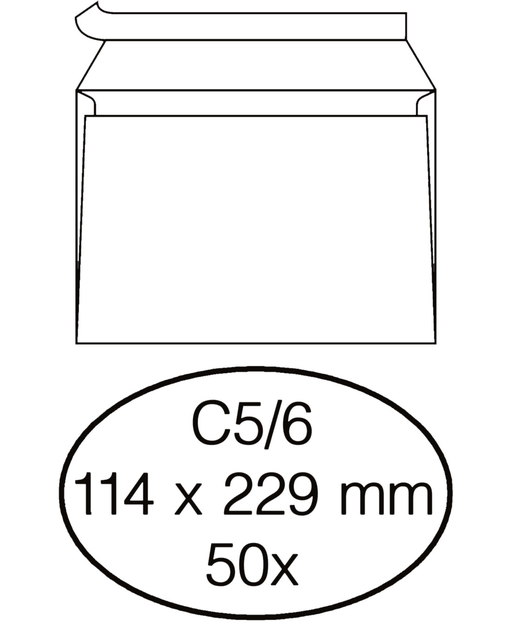 Envelop Quantore bank C5/6 114x229mm zelfklevend wit 50 stuks afbeelding