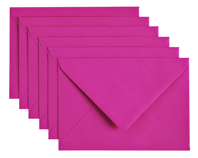 Envelop Papicolor C6 114x162mm felroze pak à 6 stuks afbeelding