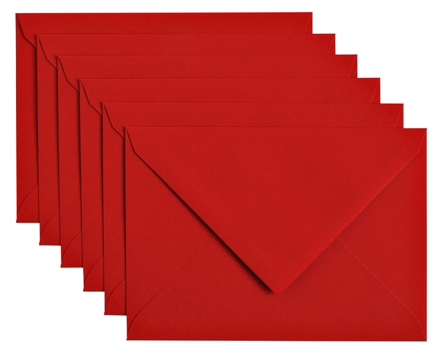 Envelop Papicolor C6 114x162mm rood pak à 6 stuks afbeelding