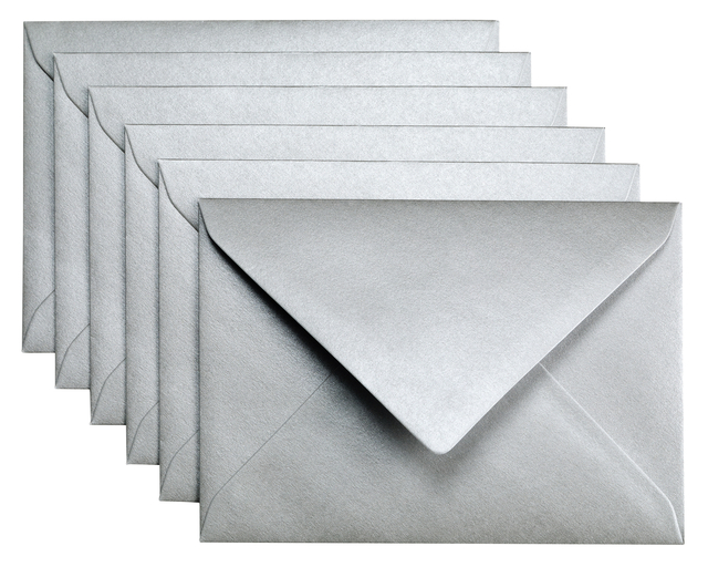Envelop Papicolor C6 114x162mm metallic zilver pak à 6 stuks afbeelding