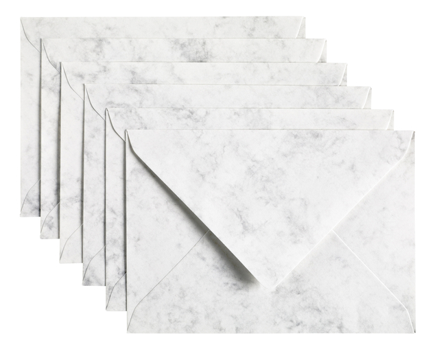 Envelop Papicolor C6 114x162mm marble grijs pak à 6 stuks afbeelding