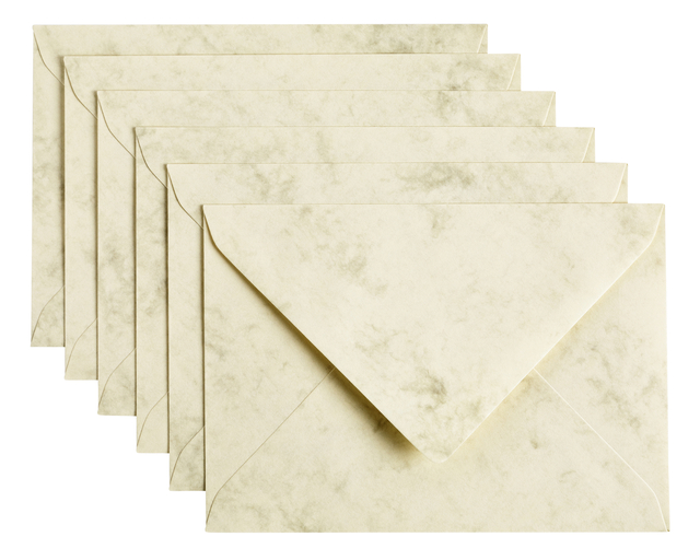 Envelop Papicolor C6 114x162mm marble ivoor pak à 6 stuks afbeelding