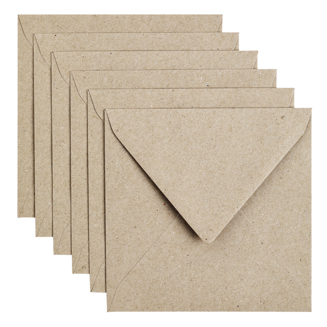 Envelop Papicolor 140x140mm kraft grijs pak à 6 stuks afbeelding
