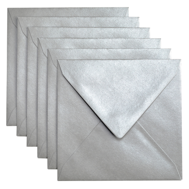 Envelop Papicolor 140x140mm metallic zilver pak à 6 stuks afbeelding