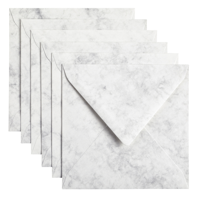 Envelop Papicolor 140x140mm marble grijs pak à 6 stuks afbeelding