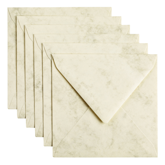 Envelop Papicolor 140x140mm marble ivoor pak à 6 stuks afbeelding