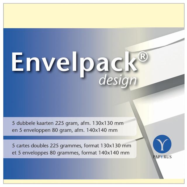 Dubbele kaart Papyrus Envelpack Design vierkant 140x140mm ivoor 894440 set van 5 afbeelding