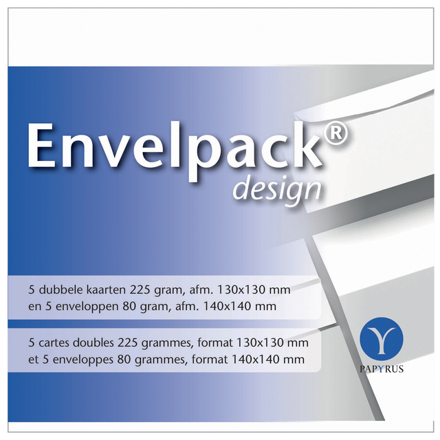 Dubbele kaart Papyrus Envelpack Design vierkant 140x140mm wit 894446 set van 5 afbeelding