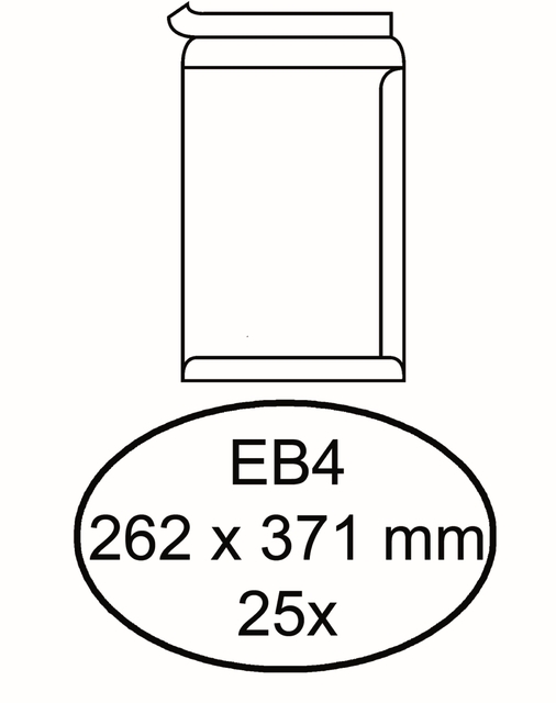 Envelop Hermes akte EB4 262x371mm zelfklevend wit pak à 25 stuks afbeelding