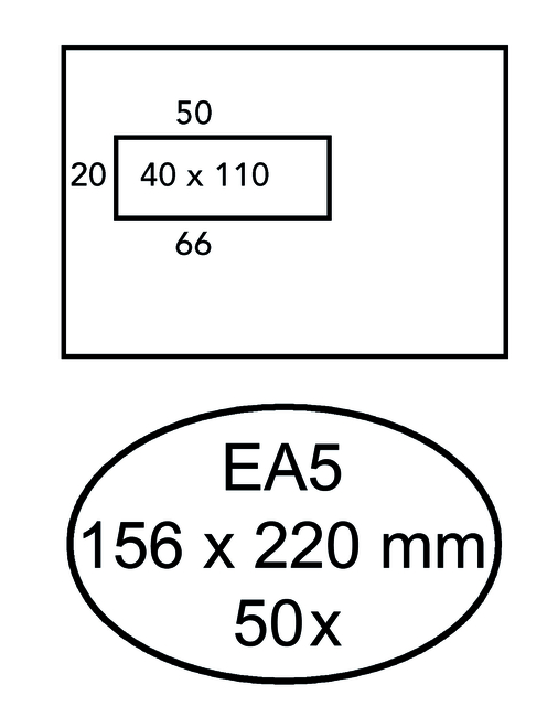 Envelop Hermes EA5 156x220mm venster 4x11links zelfklevend 50 stuks afbeelding