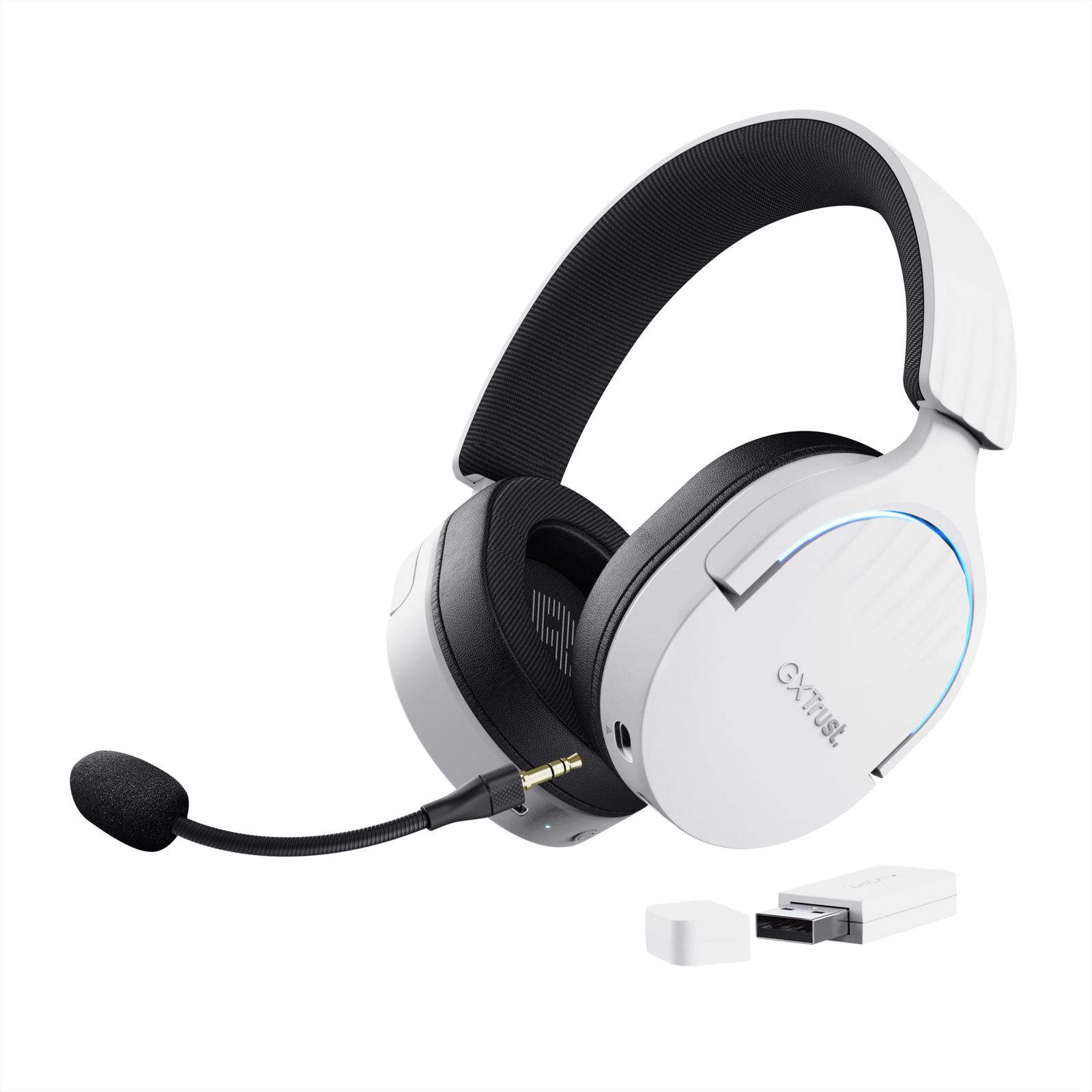 Trust GXT 491W FAYZO Headset Bedraad en draadloos Hoofdband Gamen USB Type-C Bluetooth Zwart Wit