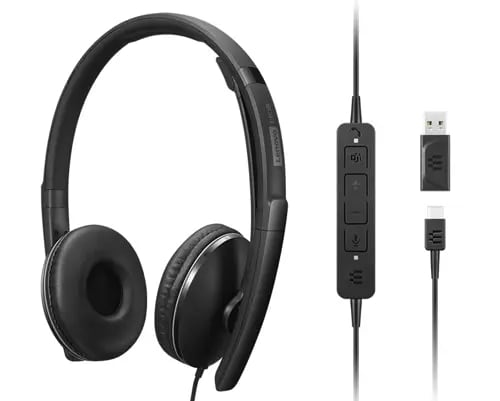 Lenovo 4XD1M45627 hoofdtelefoon/headset Bedraad Hoofdband USB Type-C Zwart afbeelding