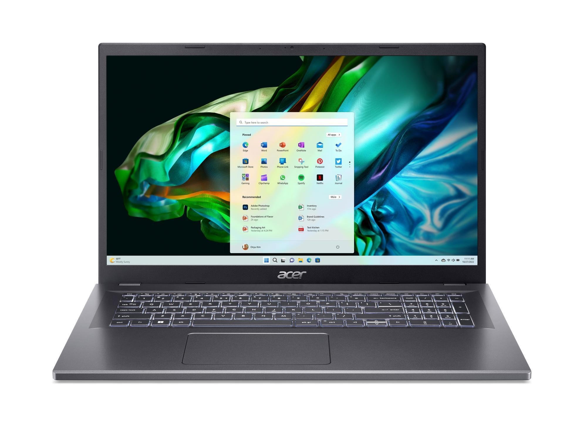 Acer Aspire 5 17 A517-58GM-79UR Intel Core™ i7-1355U Laptop 43 9 cm (17.3") Full HD 32 GB DDR4-SDRAM 1 TB SSD NVIDIA GeForce RTX 2050 Wi-Fi 6E (802.11ax) Windows 11 Pro Grijs