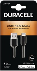 Duracell USB5012A Lightning-kabel 1 m Zwart