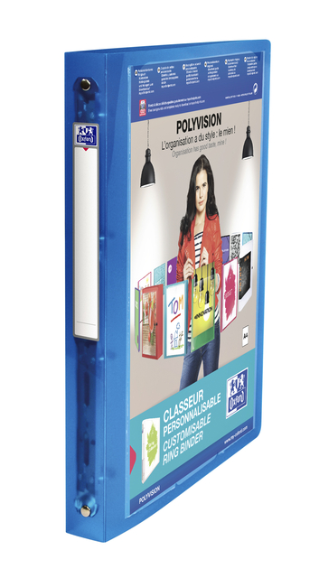 Presentatieringband Oxford Polyvision A4 4-rings O-mech 30mm blauw afbeelding