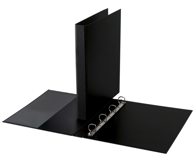 Ringband Quantore A4 4-rings D-mech 20mm PP zwart afbeelding