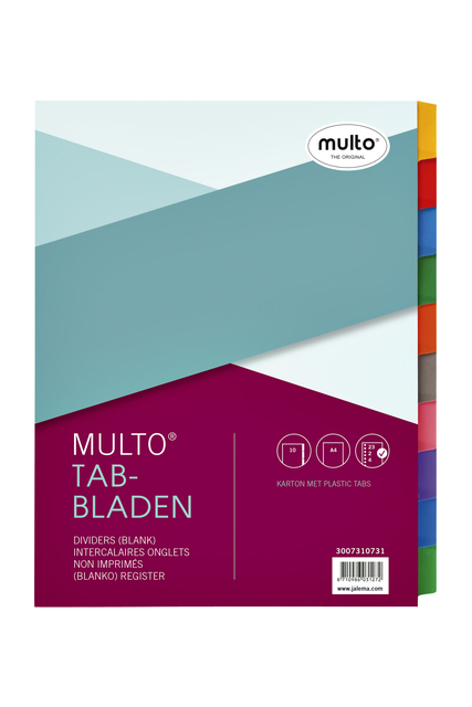 Tabbladen Multo A4 23-gaats 10-delig wit karton 220gr afbeelding