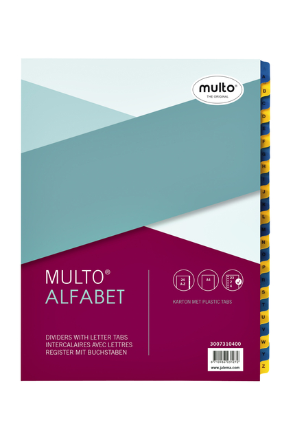 Tabbladen Multo A4 23-rings 24-delig A-Z blauw/geel karton 170gr afbeelding
