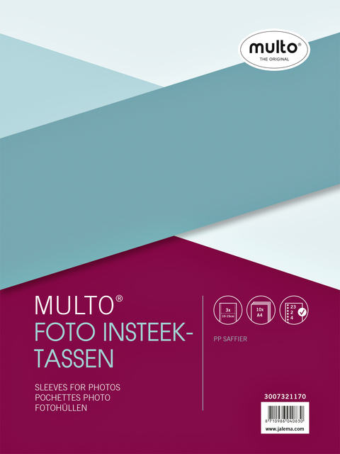 Fototas Multo A4 23-gaats 3-vaks 10x15cm + schrijfstrook PP transparant 10 stuks afbeelding