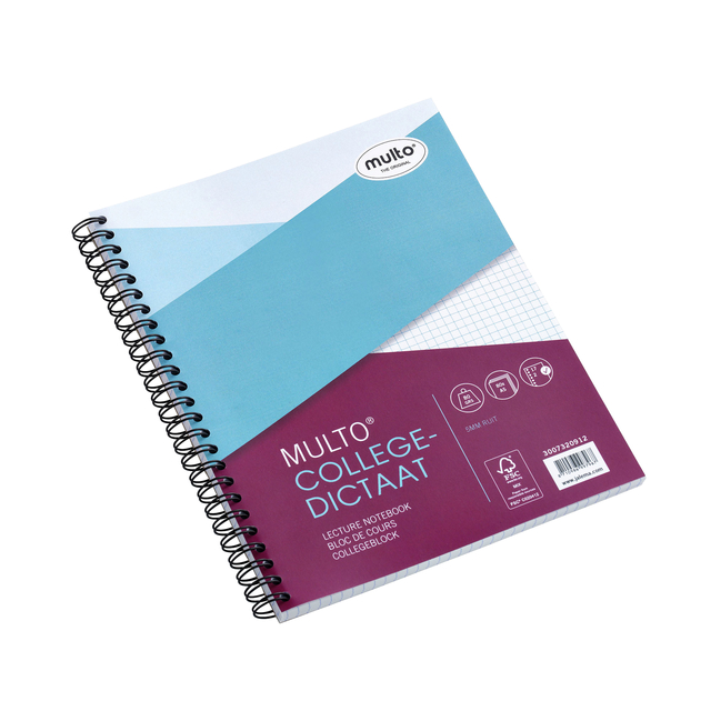 Collegeblok Multo A5 ruit 5x5mm 17-gaats 80 pagina&apos;s 80gr wit afbeelding