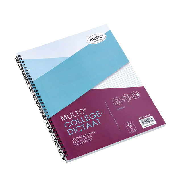 Collegedictaat Multo A4 ruit 5x5mm 23-gaats 160 pagina&apos;s 80gr wit afbeelding
