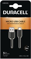 Duracell USB5023A USB-kabel 2.0 2 m USB A Micro-USB A Zwart