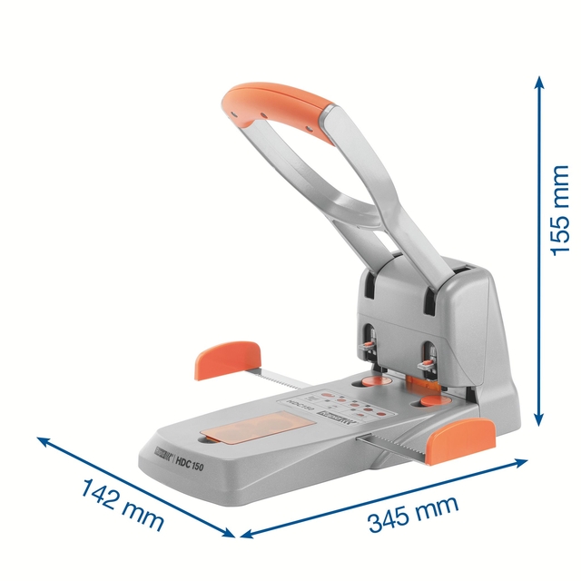 Perforator Rapid Supreme HDC150/2 heavy duty 2-gaats 150 vel zilver/oranje — Foto 2 van 2