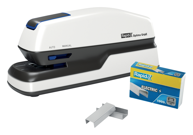 Nietmachine elektrisch Rapid Optima Grip 20vel zilver/zwart afbeelding