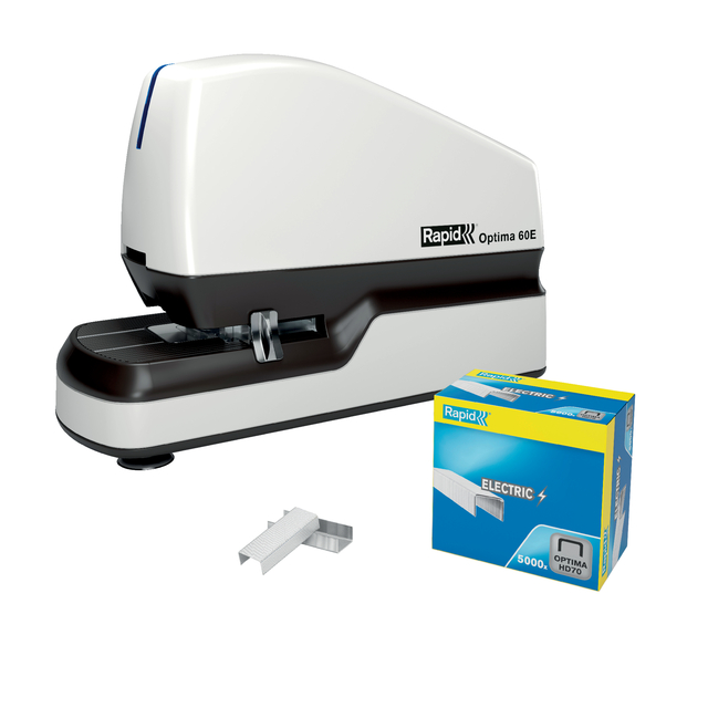 Nietmachine Rapid Optima 60E elektrisch contactloos 60 vel wit/zwart afbeelding